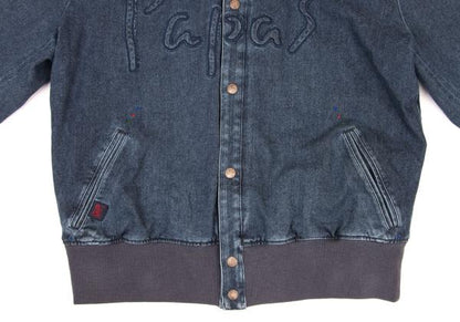 Papas Blue Denim Hooded Logo Patch Jacket Size 50L
