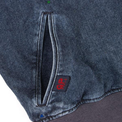 Papas Blue Denim Hooded Logo Patch Jacket Size 50L