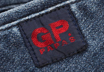 Papas Blue Denim Hooded Logo Patch Jacket Size 50L