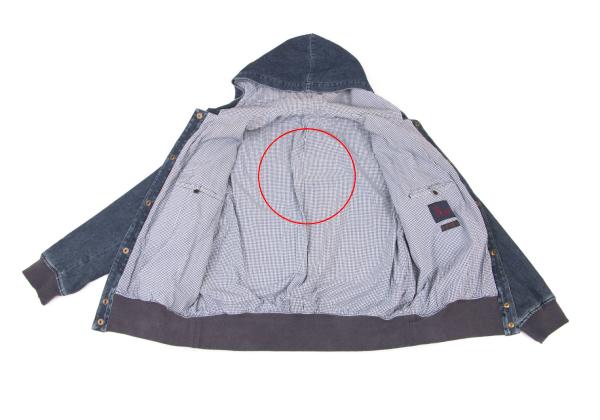 Papas Blue Denim Hooded Logo Patch Jacket Size 50L