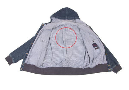 Papas Blue Denim Hooded Logo Patch Jacket Size 50L