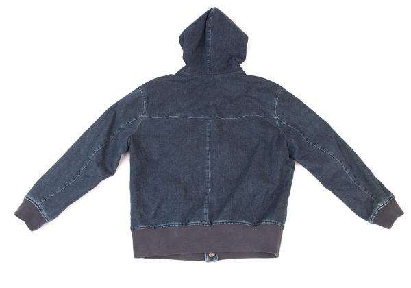 Papas Blue Denim Hooded Logo Patch Jacket Size 50L