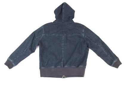 Papas Blue Denim Hooded Logo Patch Jacket Size 50L