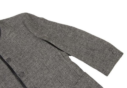 Papas Harris Tweed No-Collar Leather Black Gray Jacket Size S