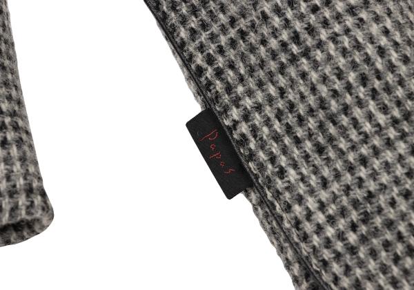 Papas Harris Tweed No-Collar Leather Black Gray Jacket Size S