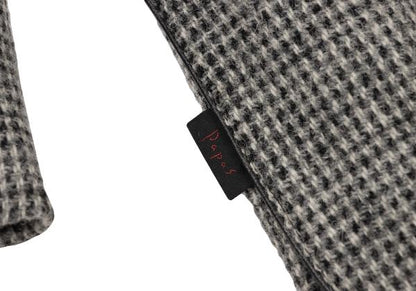 Papas Harris Tweed No-Collar Leather Black Gray Jacket Size S