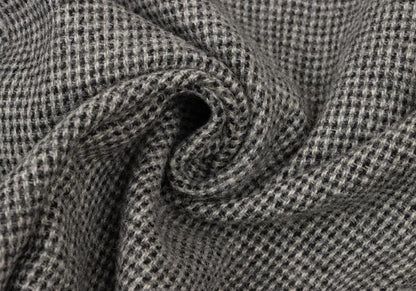 Papas Harris Tweed No-Collar Leather Black Gray Jacket Size S