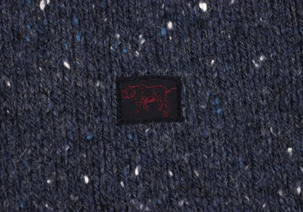Papas Blue Wool Nylon Marble Hood Knit Jacket Size L