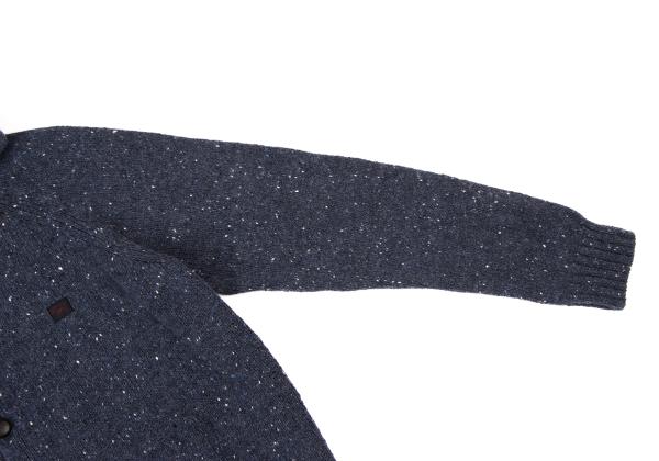 Papas Blue Wool Nylon Marble Hood Knit Jacket Size L