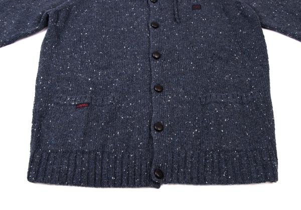 Papas Blue Wool Nylon Marble Hood Knit Jacket Size L