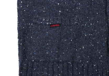 Papas Blue Wool Nylon Marble Hood Knit Jacket Size L