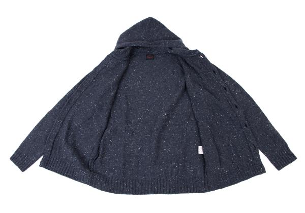 Papas Blue Wool Nylon Marble Hood Knit Jacket Size L