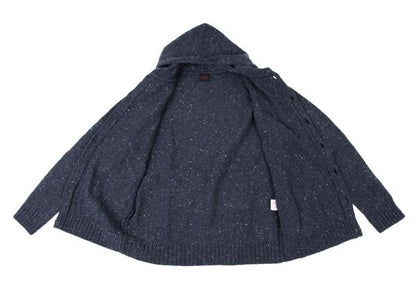 Papas Blue Wool Nylon Marble Hood Knit Jacket Size L