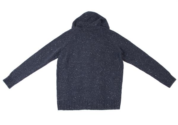 Papas Blue Wool Nylon Marble Hood Knit Jacket Size L