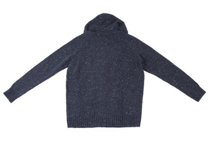 Papas Blue Wool Nylon Marble Hood Knit Jacket Size L