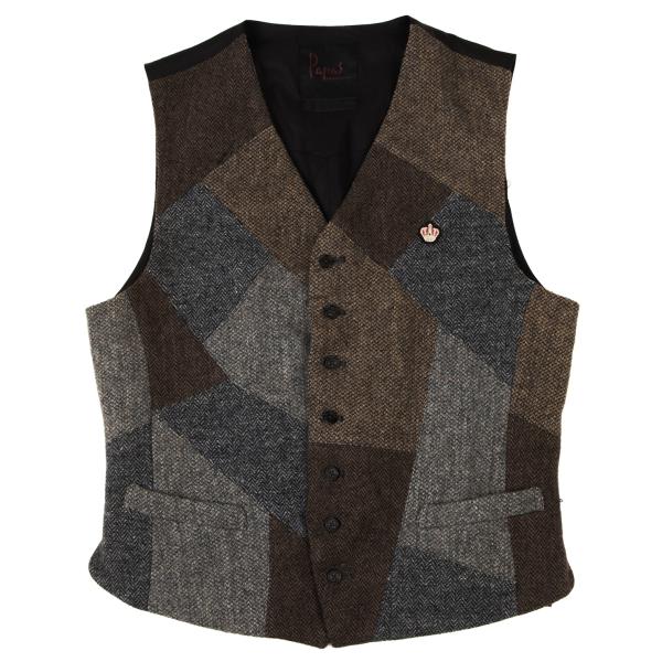 Papas Multi Crazy Tweed Paneled Vest Size S