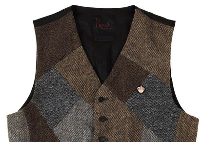 Papas Multi Crazy Tweed Paneled Vest Size S