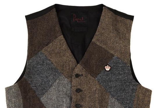 Papas Multi Crazy Tweed Paneled Vest Size S