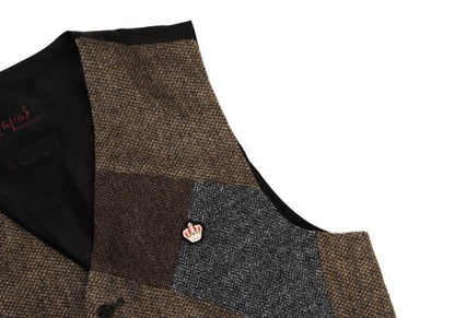 Papas Multi Crazy Tweed Paneled Vest Size S