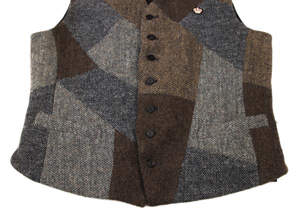 Papas Multi Crazy Tweed Paneled Vest Size S