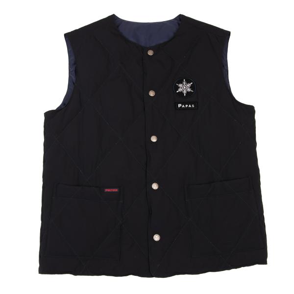 Papas Black Nylon Quilted Down Vest Size S