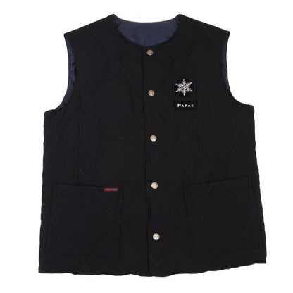 Papas Black Nylon Quilted Down Vest Size S