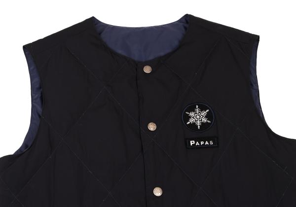 Papas Black Nylon Quilted Down Vest Size S