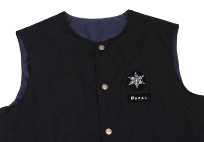Papas Black Nylon Quilted Down Vest Size S