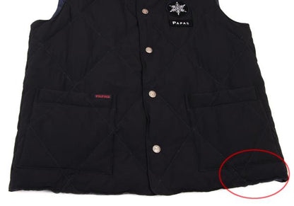 Papas Black Nylon Quilted Down Vest Size S