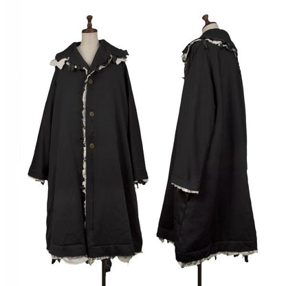 COMME des GARCONS Poly Frill Round Collar Coat Black Size M