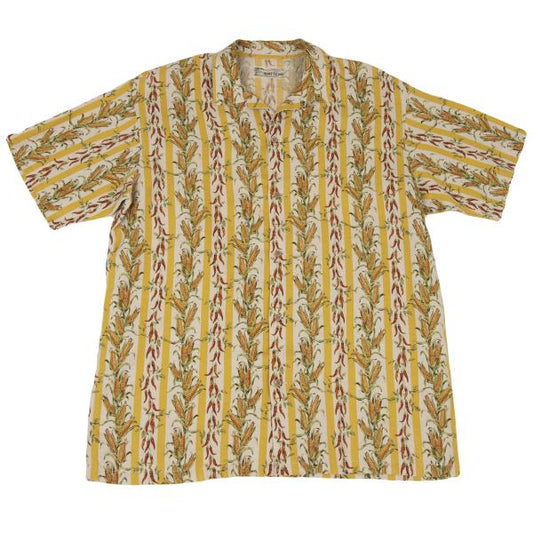 Papas ISLAND Beige Linen Stripe Print Collar Shirt Size M
