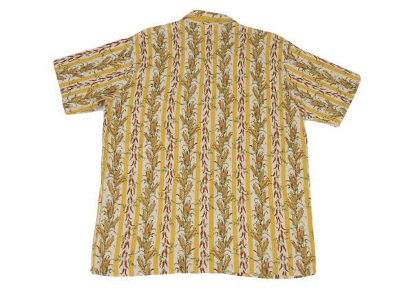 Papas ISLAND Beige Linen Stripe Print Collar Shirt Size M