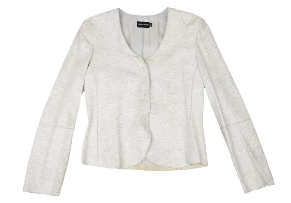 GIORGIO ARMANI Cracked Lamb Leather Jacket White Size 40