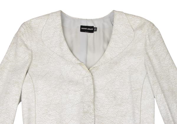 GIORGIO ARMANI Cracked Lamb Leather Jacket White Size 40