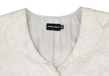 GIORGIO ARMANI Cracked Lamb Leather Jacket White Size 40
