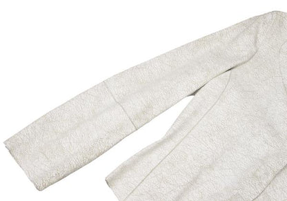 GIORGIO ARMANI Cracked Lamb Leather Jacket White Size 40