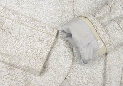 GIORGIO ARMANI Cracked Lamb Leather Jacket White Size 40