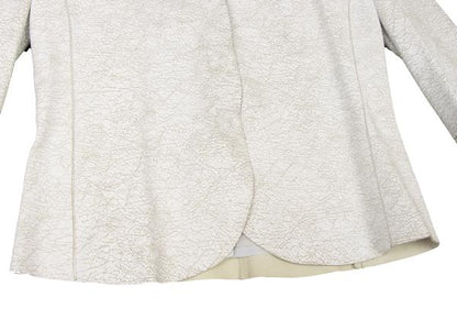 GIORGIO ARMANI Cracked Lamb Leather Jacket White Size 40