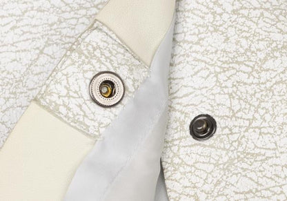 GIORGIO ARMANI Cracked Lamb Leather Jacket White Size 40
