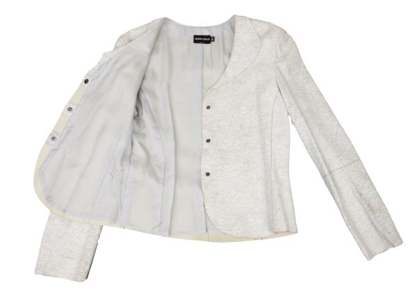 GIORGIO ARMANI Cracked Lamb Leather Jacket White Size 40