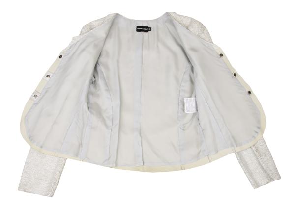 GIORGIO ARMANI Cracked Lamb Leather Jacket White Size 40
