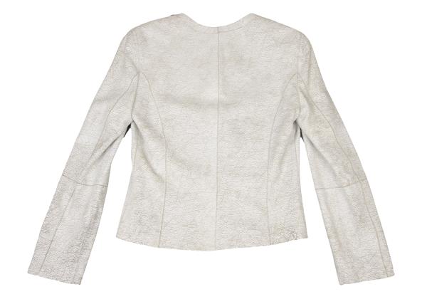 GIORGIO ARMANI Cracked Lamb Leather Jacket White Size 40