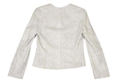 GIORGIO ARMANI Cracked Lamb Leather Jacket White Size 40