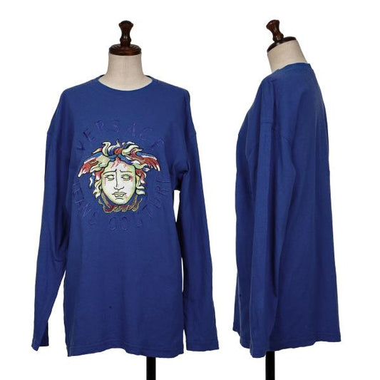 VERSACE JEANS COUTURE Medusa Embroidered Top Blue Size S