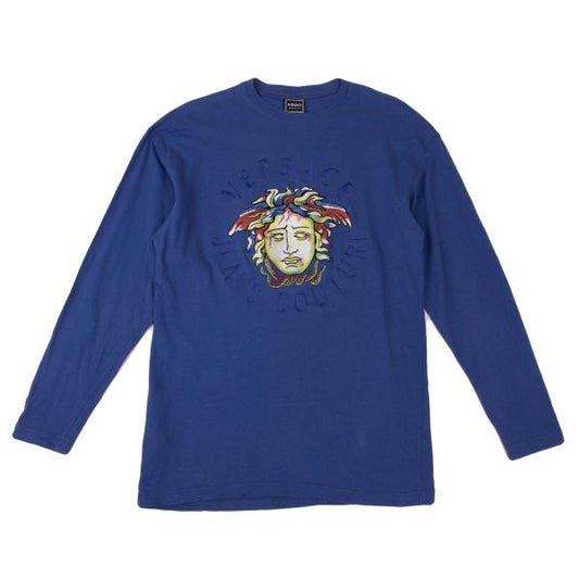 VERSACE JEANS COUTURE Medusa Embroidered Top Blue Size S