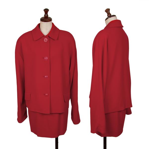GIANNI VERSACE Red Wool A-Line Mini Skirt Size 40
