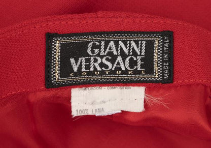 GIANNI VERSACE Red Wool A-Line Mini Skirt Size 40