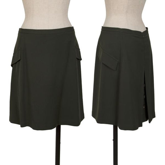 GIANNI VERSACE Wool Blend Pocket Back Skirt Green Size M