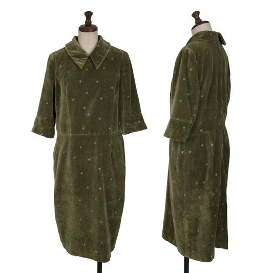 mina perhonen Cutout Dot Velour Dress Green Size 38