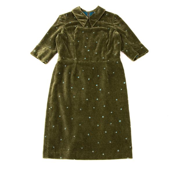 mina perhonen Cutout Dot Velour Dress Green Size 38